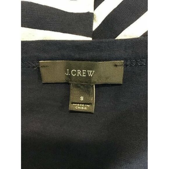 J CREW Top Small 4 6 Black Silver Stripe Pullover Scoop Neck 3/4 Sleeve 1249 - Picture 5 of 7
